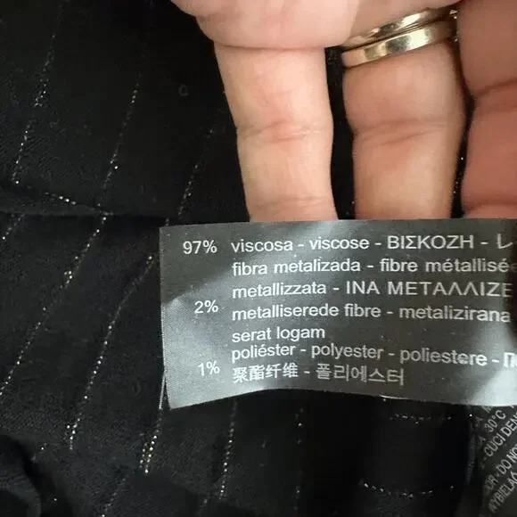 2/$30 ZARA Knit Gold Metallic Striped Fit and Flare Skimmer Dress Black #A0669 - Picture 8 of 9